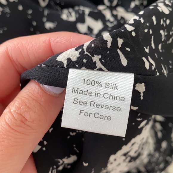 Parker Lila Silk Black Print Faux Wrap Dress - Picture 6 of 7